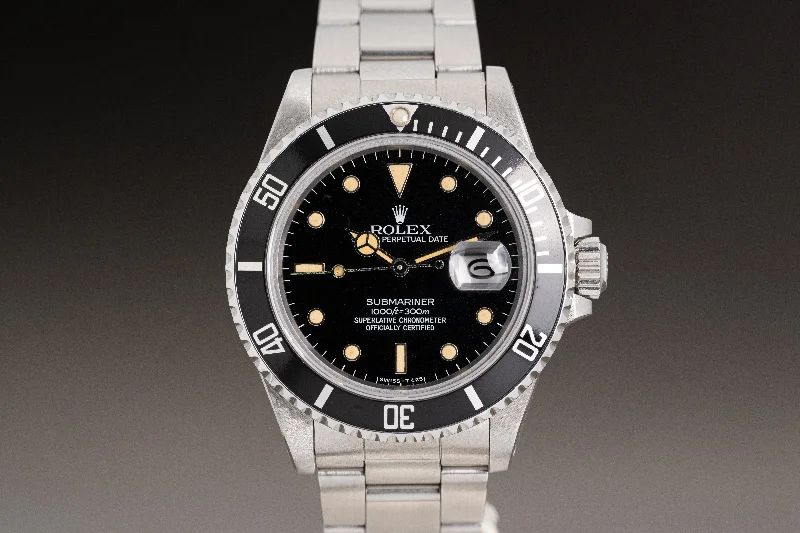 Best men’s watches with fine leather straps for luxury style and sophisticated appeal-1984 Rolex Submariner 16800 Tritium Lume Plots & Hands Pumpkin Patina