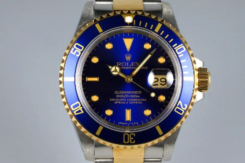 Best men’s watches with limited edition designs for collectors and enthusiasts-1991 Rolex Two Tone Blue Submariner 16613 UNPOLISHED