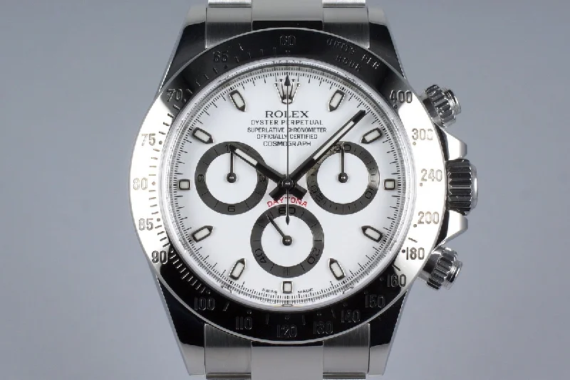 Best men’s watches with custom engravings for unique gifts or personalized messages-2014 Rolex Daytona 116520 White Dial with Box and Papers