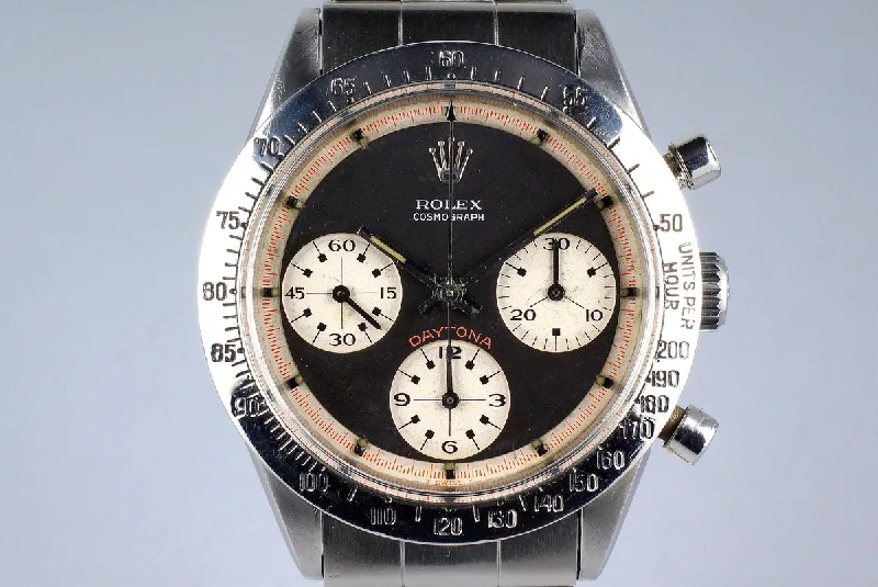 Men’s watches with rubber straps for comfort and flexibility during physical activities-1969 Rolex Daytona 6239 with Black 3 Color Paul Newman Dial