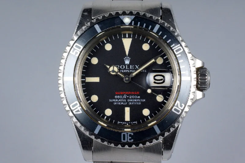 Best men’s watches with integrated Bluetooth for connectivity and smart functionality-1969 Rolex Red Submariner 1680 Mark IV Dial