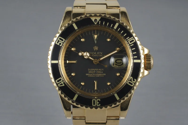 Men’s watches with classic Roman numerals for a vintage and elegant vibe-1979 Rolex 18K Submariner 1680