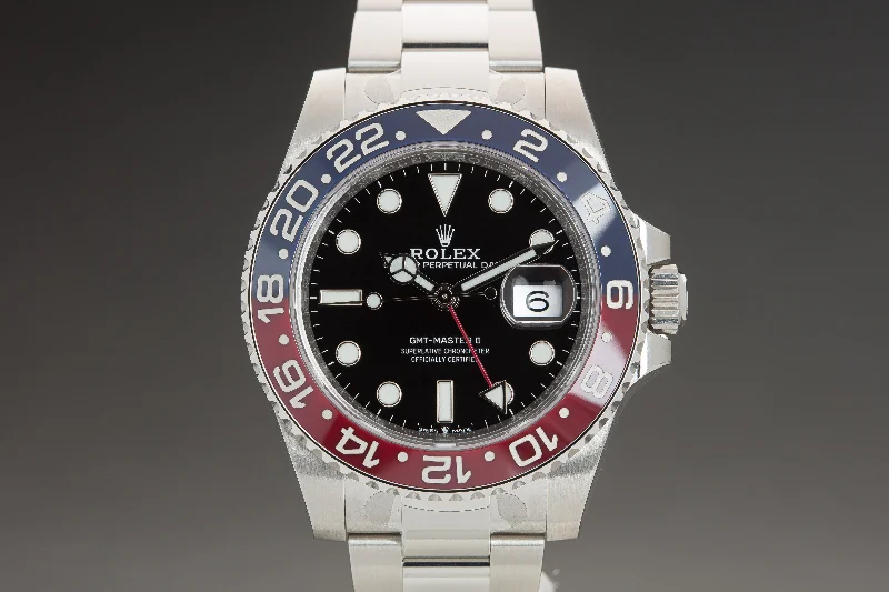 Men’s watches with eco-conscious designs using recycled materials for sustainability-2021 Rolex St GMT Master II 126710BLRO Pepsi Oyster Bracelet Box, Card, Tags