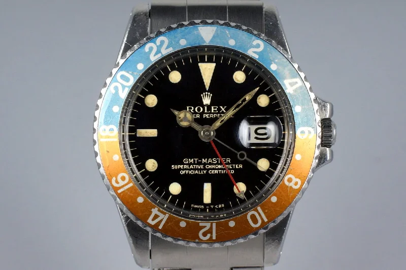 Men’s watches with eco-conscious designs using recycled materials for sustainability-1964 Rolex GMT 1675 Glossy Gilt Dial with Box and Papers