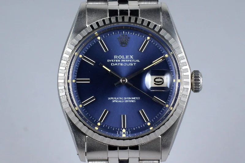 Best men’s watches with oversized dials for a statement piece that stands out-1972 Rolex DateJust 1603 Blue Dial with Box and Papers