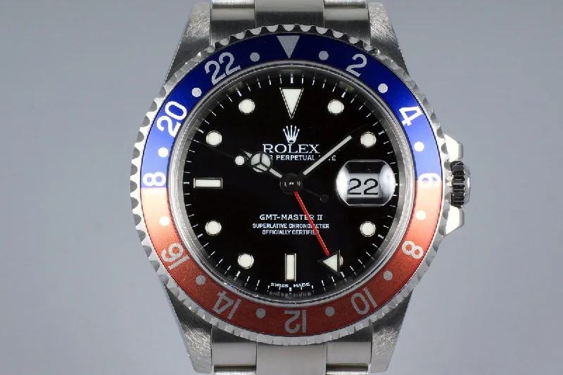 Men’s watches with sport-inspired designs and materials like rubber and stainless steel-2001 Rolex GMT II 16710 with Box and Papers