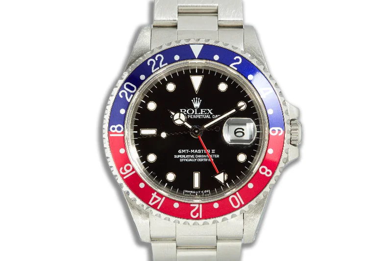 Men’s watches with customizable straps for different looks and easy wearability-1996 Rolex GMT-Master II 16710 "Pepsi" Bezel with Box, Papers & Chronotag