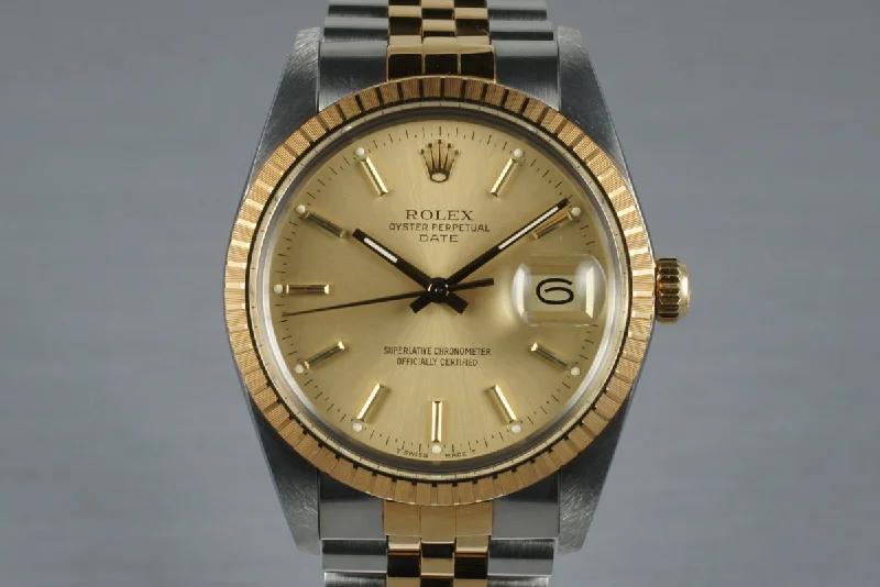 Best men’s watches with rotating bezels for timing and dive-related functions-1988 Rolex Two Tone Date 15053 with Box