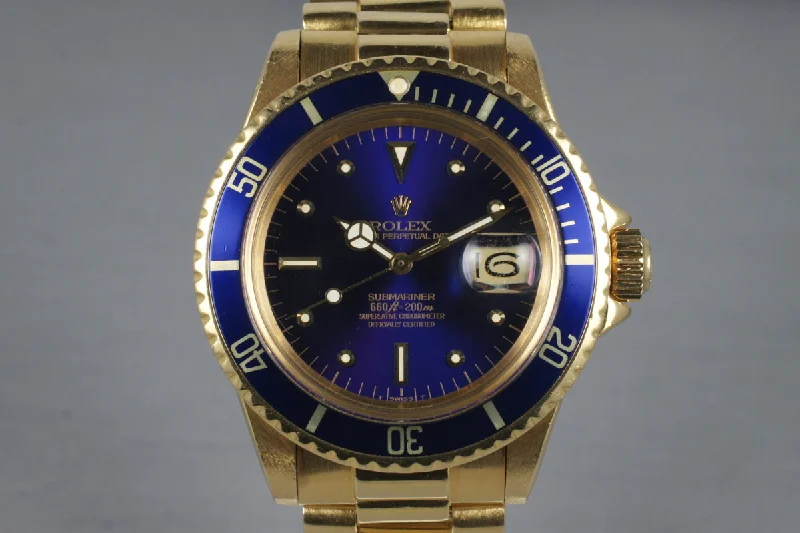 Best men’s watches with ceramic bands for a scratch-resistant, sleek, and modern look-1969 Rolex YG Submariner 1680 with Blue Dial