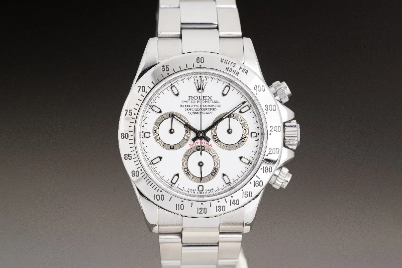 Men’s watches with high-tech materials like ceramic and titanium for durability and strength-2004 Rolex White Dial Daytona 116520 Box, Papers, Booklets & Hangtag