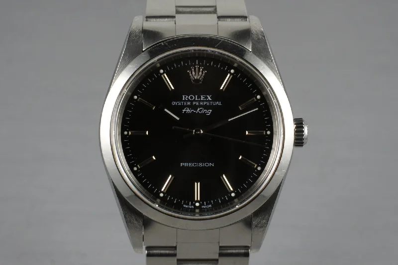 Best men’s watches with stainless steel bands for a sleek and durable look-2002 Rolex Air-King 14000M with Black Dial