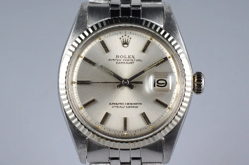 Best men’s watches with sapphire crystal for scratch resistance and long-lasting durability-1973 Rolex DateJust 1601 Silver Sigma Dial