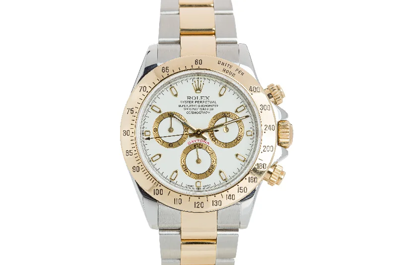 Best men’s watches with large dials for easy readability and a bold look-2003 Rolex 18k/ST Daytona 116523 White Dial Box And Papers