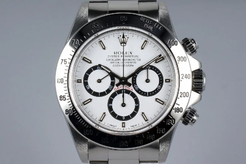 Best men’s watches with a minimalist design that pairs well with both casual and formal attire-1994 Rolex Zenith Daytona 16520 White ‘Inverted 6’ Dial with Box and Papers