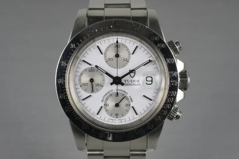 Men’s watches with adjustable straps for comfort and flexibility with various wrist sizes-1993 Tudor Chronograph Big Block 79180 White Dial with Box and Papers