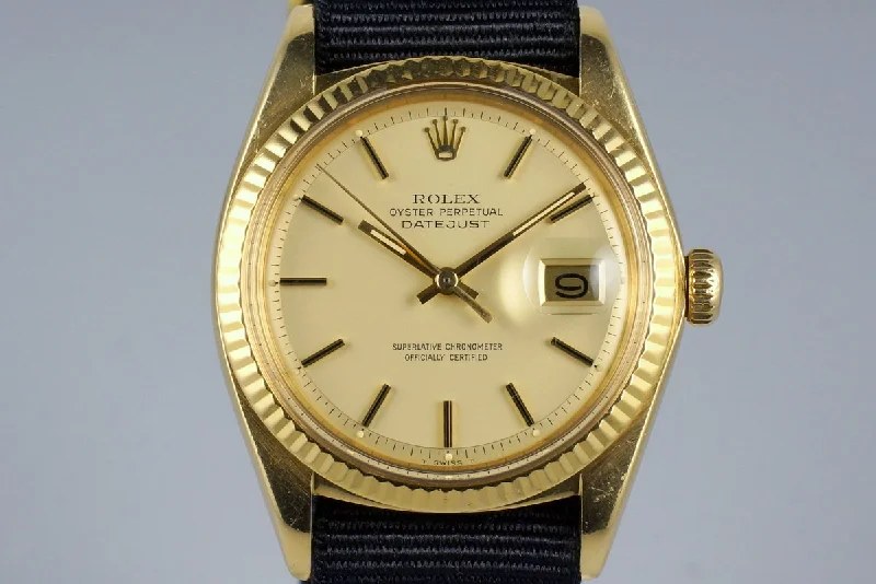 Best men’s watches with sapphire crystal for scratch resistance and long-lasting durability-1978 Rolex YG DateJust 1601 Matte Champagne Dial