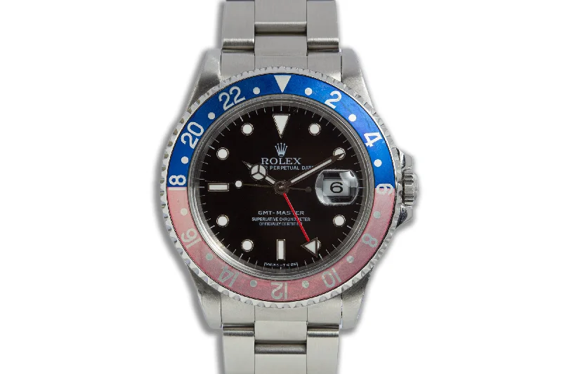 Best men’s watches for outdoor activities with altimeter and compass features-1996 Rolex GMT Master 16700 with Faded Pepsi Bezel