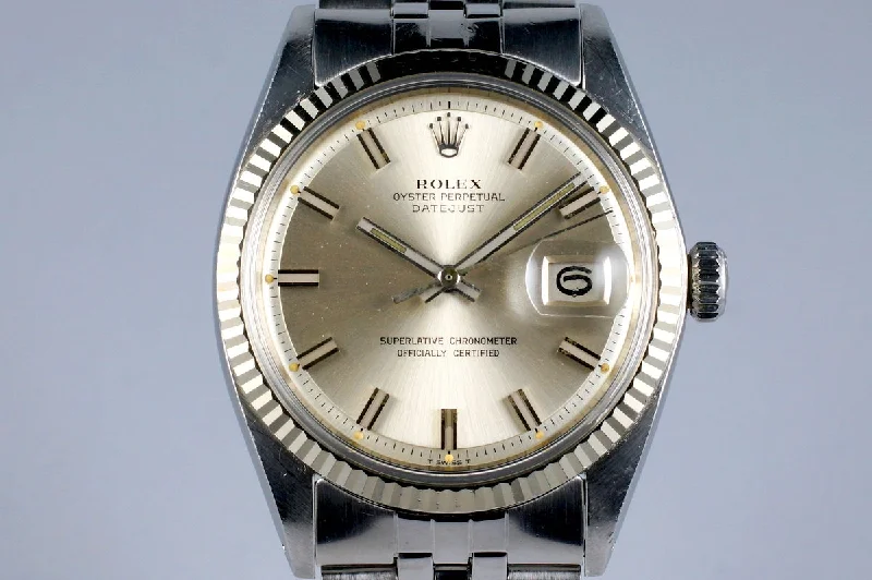 Men’s watches with high water resistance for aquatic activities like swimming and diving-1971 Rolex Datejust 1601 Silver ‘Wide Boy’ Dial