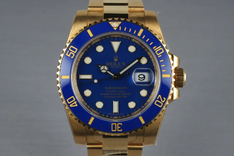 Men’s watches with dual displays for convenience and multi-functionality in one piece-2009 Rolex YG Submariner 116618LB with Box and Papers