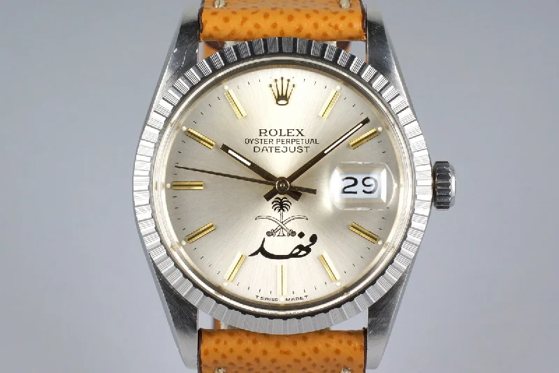 Men’s watches with classic Roman numerals for a vintage and elegant vibe-1985 Rolex DateJust 16030 Silver Saudi Arabian Dial