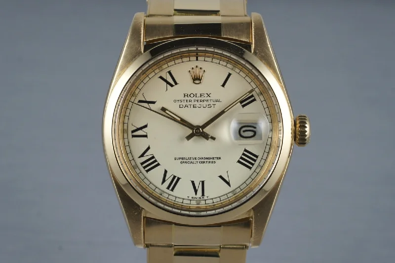 Men’s watches with rugged designs for durability and outdoor wear in harsh conditions-1972 Rolex YG DateJust 1600 with Cream Roman Numeral Dial