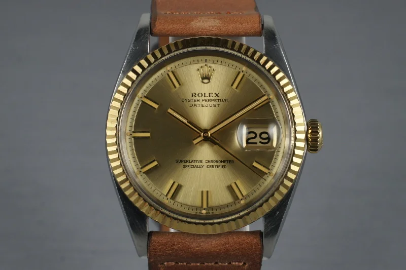 Men’s watches with rubberized bezels for a sporty and functional outdoor accessory-1971 Rolex Two Tone DateJust 1601 with ‘Wide Boy’ Dial