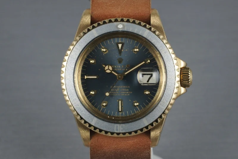 Best men’s watches with solar-powered functions for eco-friendly and energy-efficient operation-1979 Rolex 18K Submariner 1680 with Faded Blue Dial and Bezel