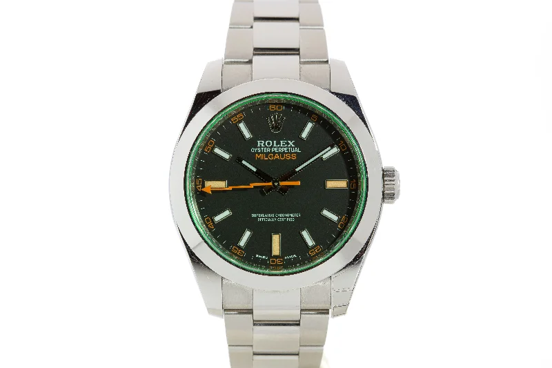 Best men’s watches with dual time zone displays for travelers and frequent flyers-2021 Rolex Milgauss 116400GV Box, Card, Hangtags & Booklets