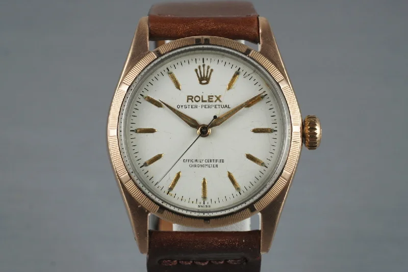 Men’s watches with textured dials for an intricate, sophisticated look and feel-1954 Rolex Rose Gold Shell Oyster Perpetual 6334