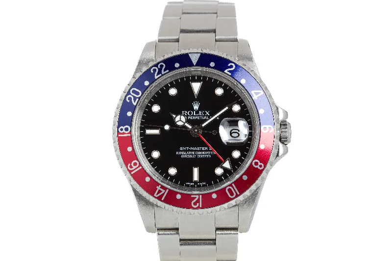 Vintage-inspired men’s watches with retro designs for a classic, timeless style-2005 Rolex 16710 GMT Master II Box, Papers, Chronotag, Calendar & Wallet