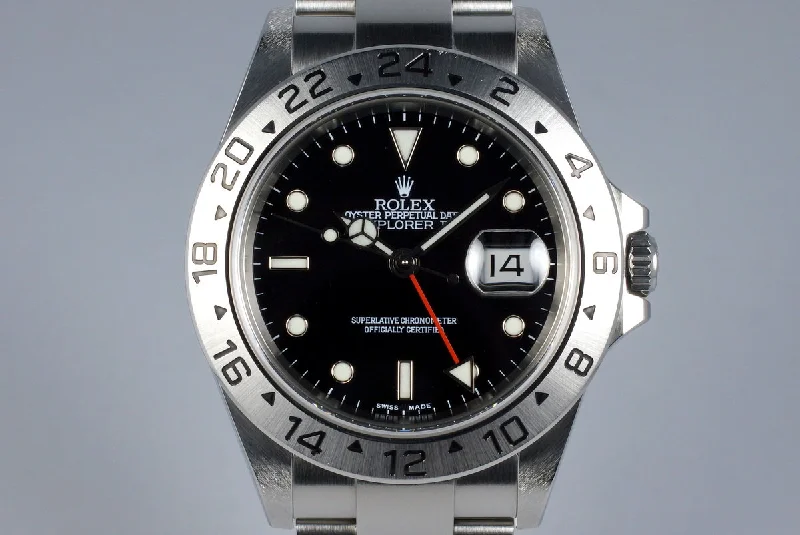 Elegant men’s watches with rose gold finishes for a luxury, on-trend appearance-2006 Rolex Explorer II 16570 Black Dial