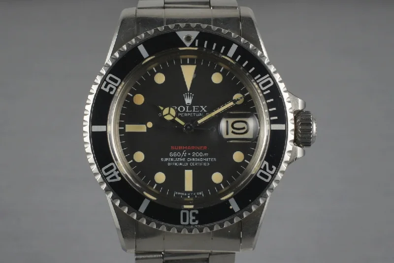 Men’s watches with rotating bezels for timing and dive-related activities-1972 Rolex Red Submariner 1680 with Box and Papers