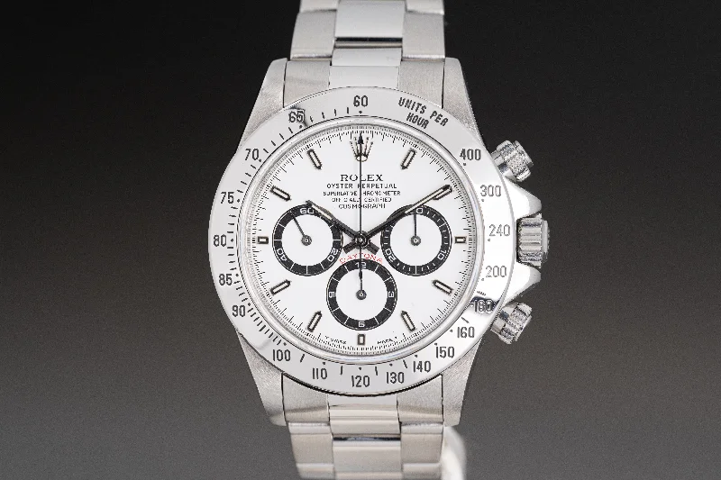 Men’s watches with classic Roman numerals for a vintage and elegant vibe-1996 Rolex Cosmograph Daytona 16520 White Dial with Box, Papers and Hang Tags