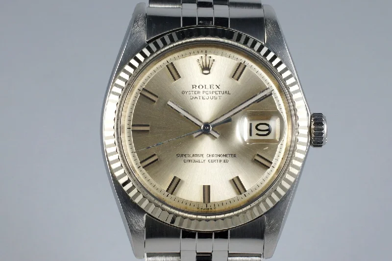 Best men’s watches with solar-powered movements for energy efficiency and eco-friendliness-1968 Rolex DateJust 1601 Silver Non-Luminous ‘Wide Boy’ Dial