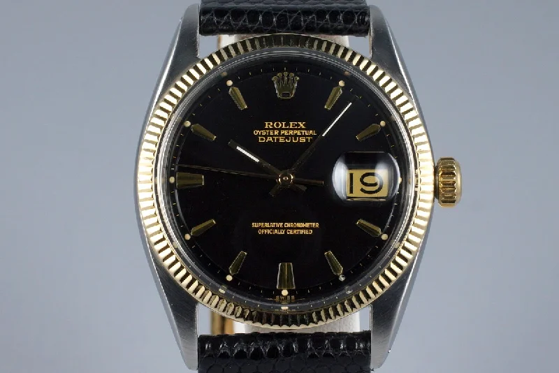 Best men’s watches with limited edition designs for collectors and enthusiasts-1961 Rolex Two Tone DateJust 1601 Glossy Gilt Black Dial