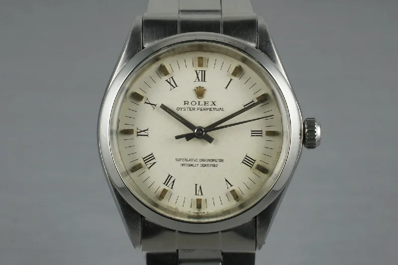 Best men’s watches with sleek black dials for a modern and stylish appearance-1972 Rolex Oyster Perpetual 5500 White Roman Numeral Dial with Papers