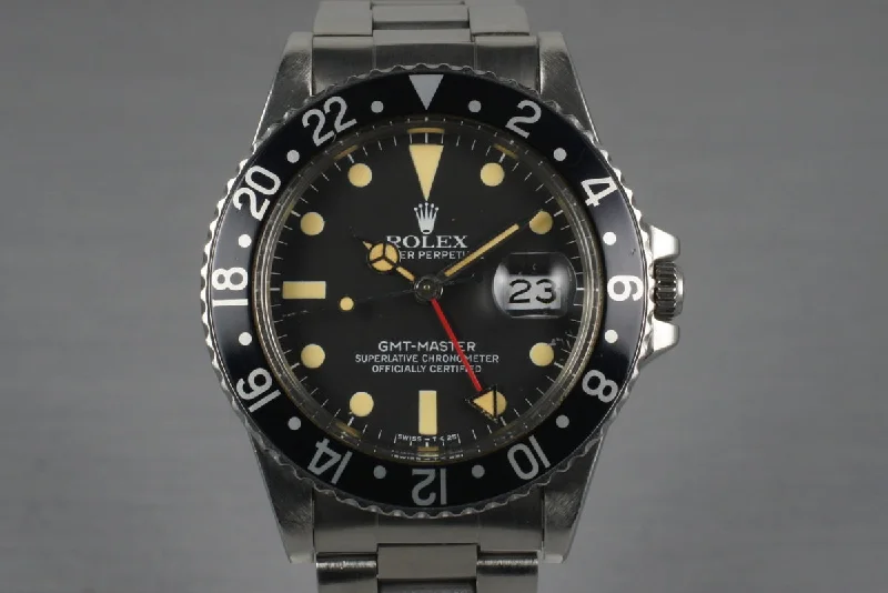 Men’s watches with leather and stainless steel combination for a versatile and durable accessory-1981 Rolex GMT 16750