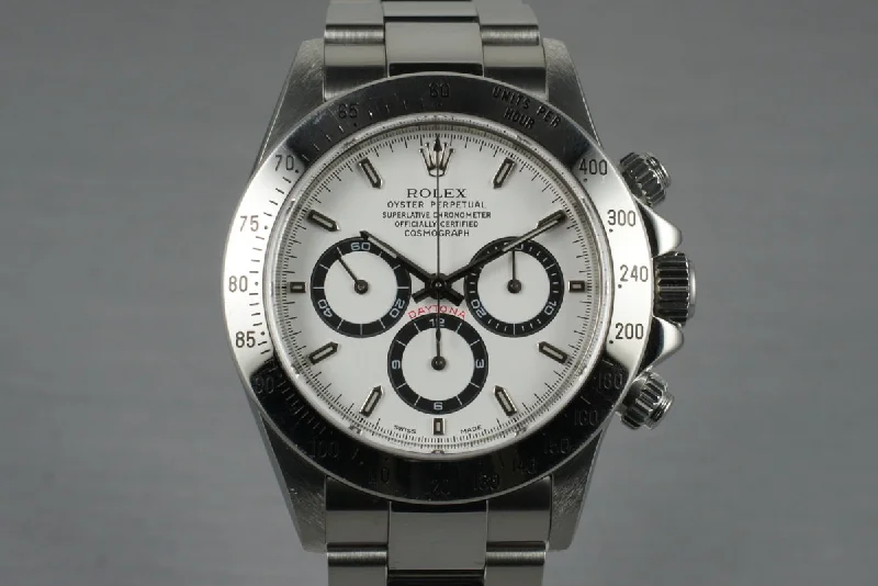 Best men’s watches for active lifestyles with waterproof and shock-resistant features-1999 Rolex Zenith Daytona 16520 White Dial with Box and Papers