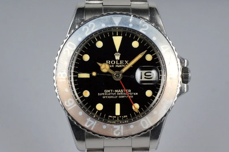 Best men’s watches with fine leather straps for luxury style and sophisticated appeal-1964 Rolex GMT 1675 Glossy Gilt Dial with ‘Ghost’ Insert