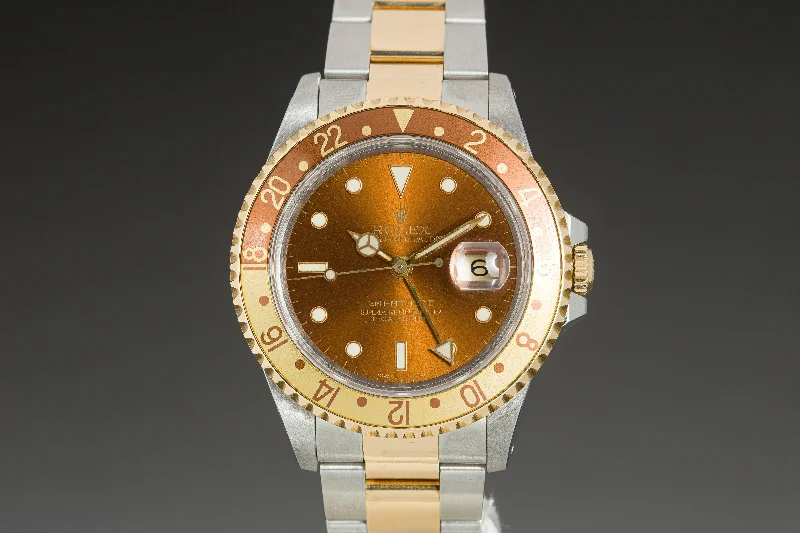 Best men’s watches with oversized dials for a statement piece that stands out-1991 Rolex GMT Master II 16713 Brown Dial w/ Box, Papers & Booklet