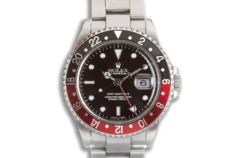 Men’s watches with intricate skeleton dials for a unique and visually stunning design-2000 Rolex GMT Master II 16710 Red & Black Insert Box & Papers