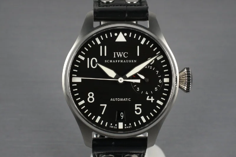 Men’s watches with classic Roman numerals for a vintage and elegant vibe-IWC Big Pilot IW5004 With Box and Papers