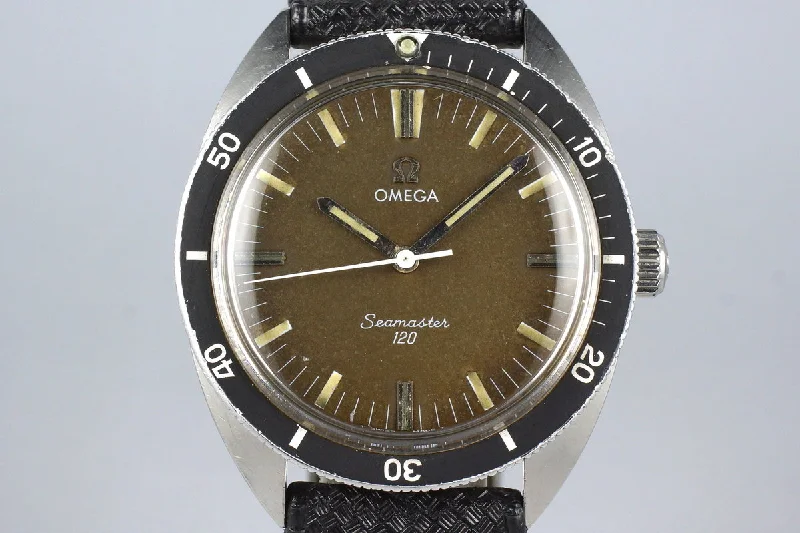 Men’s watches with chronograph features for precision timing during professional and sports activities-Late 1960's Omega Seamaster 120 135.027 Tropical Dial