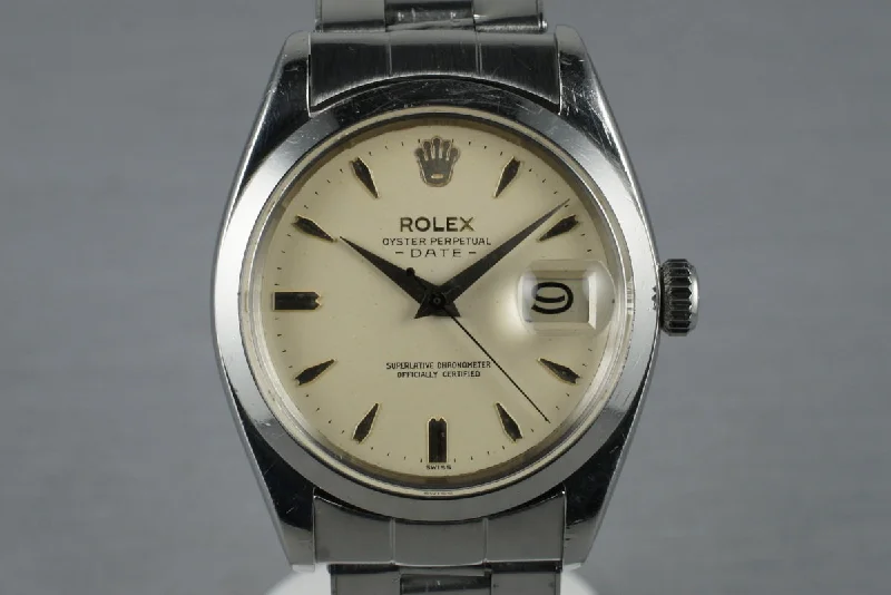 Best men’s watches with solar-powered functions for eco-friendly and energy-efficient operation-1960 Rolex Date 1500 with White Non-Luminous Dial