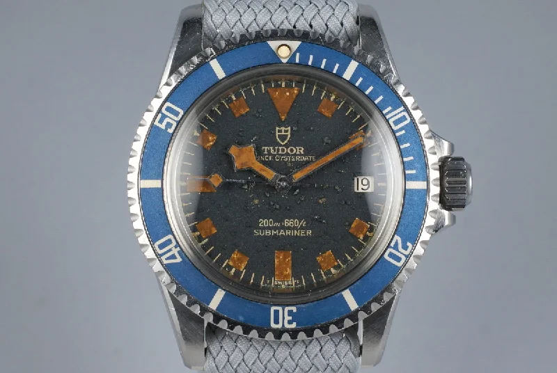 Best men’s watches with leather straps and stainless steel accents for a timeless design-1972 Tudor Blue Submariner 9411/0 Snowflake