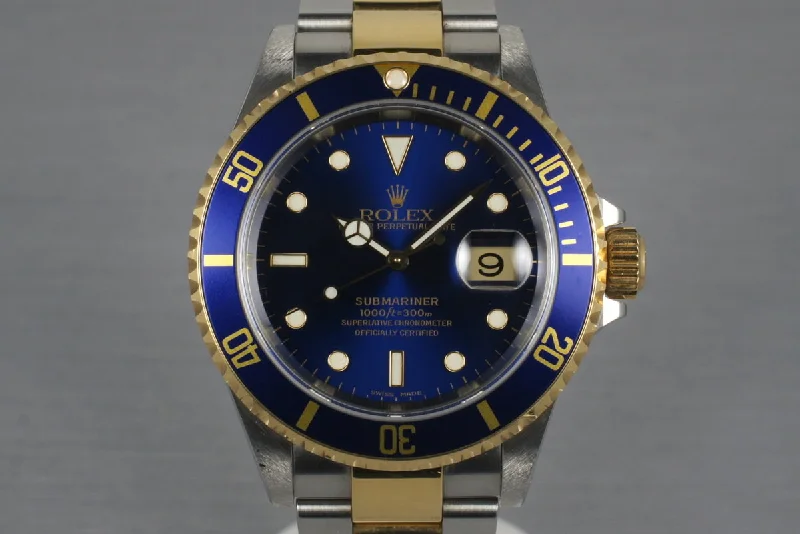 Men’s watches with classic Roman numerals for a vintage and elegant vibe-2000 Rolex Two Tone Submariner 16613