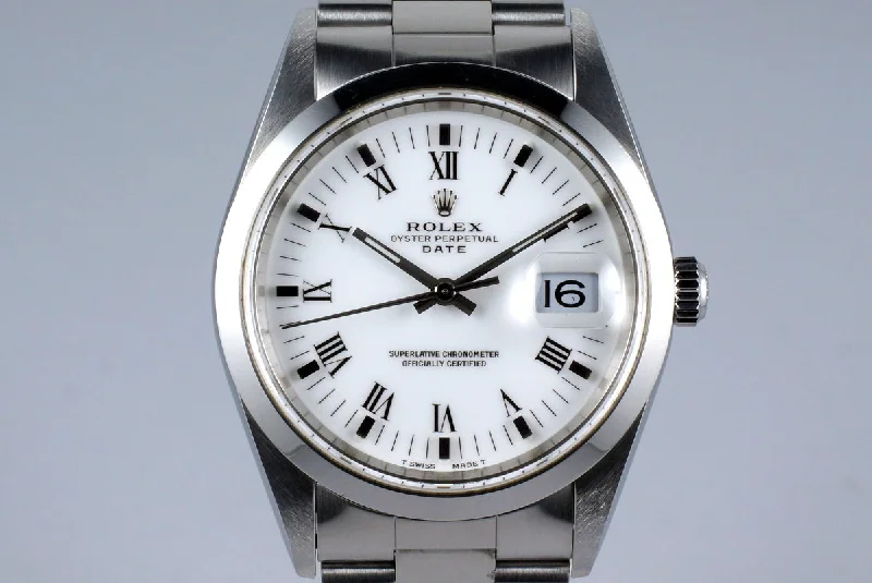 Men’s watches with integrated fitness tracking features for health-conscious individuals-1999 Rolex Date 15200 White Roman Dial with Box & Papers