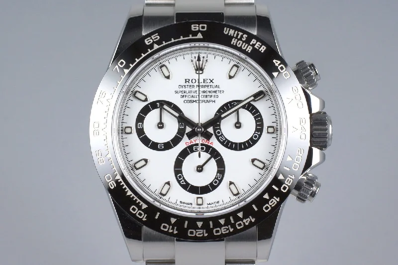 Men’s watches with sport-inspired designs and materials like rubber and stainless steel-2016 Rolex Ceramic Daytona 116500LN White Dial with Box and Papers