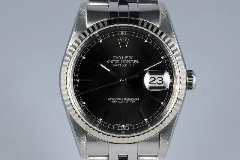 Men’s watches with high water resistance for aquatic activities like swimming and diving-2003 Rolex DateJust 16234 Black Dial