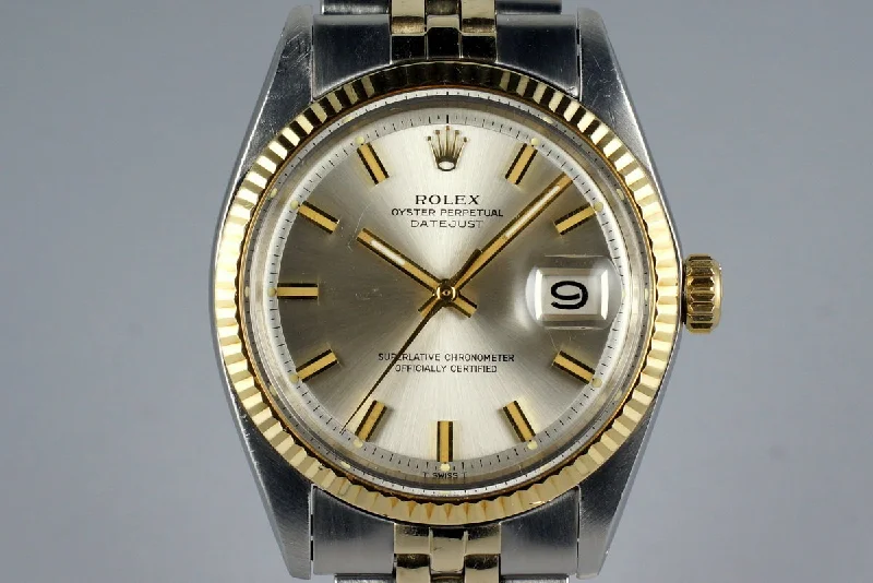 Best men’s watches with customizable dials and straps for a personalized look-1971 Rolex Two Tone DateJust 1601 Silver ‘Wide Boy’ Dial